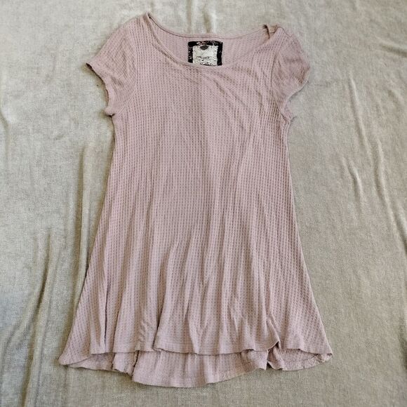 Cupio Flowy Light Pink Waffle Knit Tunic Top Size Large - Picture 1 of 6
